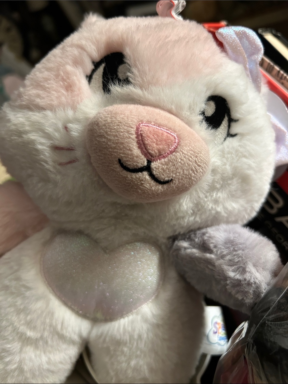 Spark with the Purple Heart  Stuffed Plush Glitter heart Kitty Cat!  NWT